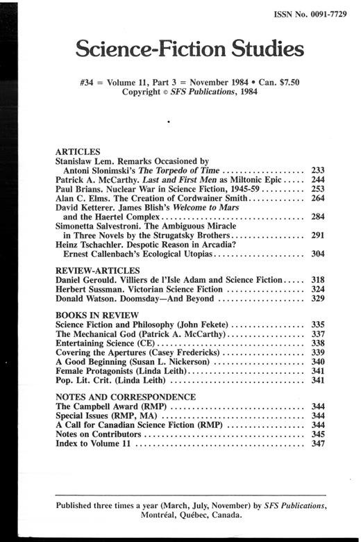 Victorian Science Fiction Science Fiction Studies University of